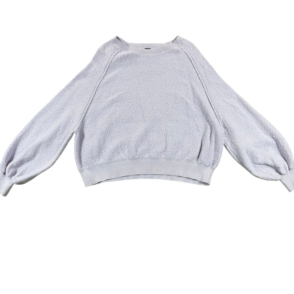 Free People XS Pullover Knit Sweater Long Sleeve Lavender‎ Textured Cozy Relaxed